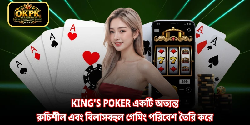 King's Poker একটি অত্যন্ত রুচিশীল এবং বিলাসবহুল গেমিং পরিবেশ তৈরি করে