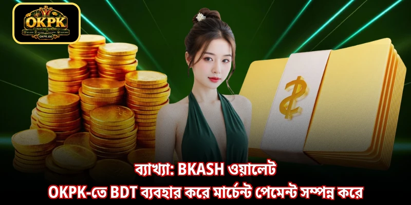 ব্যাখ্যা: bKash ওয়ালেট OKPK-তে BDT ব্যবহার করে মার্চেন্ট পেমেন্ট সম্পন্ন করে
